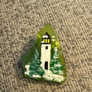 Hand painted pin made from genuine seaglass